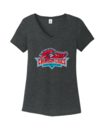 Charter Colony Crimson Crocs  Ladies V-Neck Tee - Black Frost, Red Frost or White - Adult