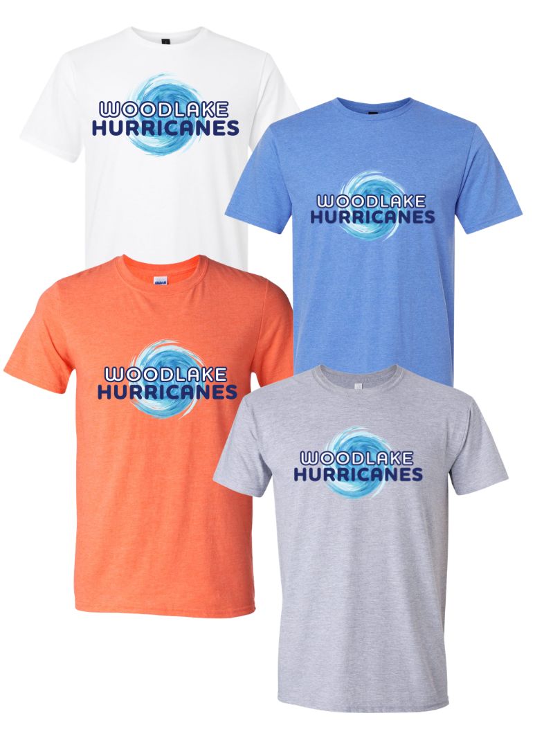 Woodlake Hurricanes Team Short Sleeve T-Shirt - White, Sport Grey Heather Orange or Heather Royal Woodlake Hurricanes Team Short Sleeve T-Shirt - White, Sport Grey Heather Orange or Heather Royal