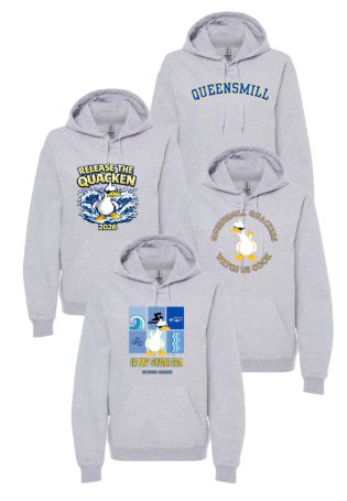 Queensmill Quackers Hoodie Sweatshirt - Sport Grey- 4 Design Options - Youth & Adult Sizes