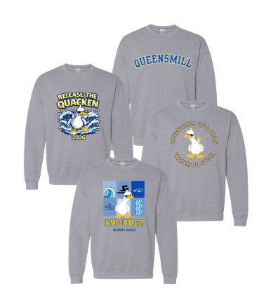 Queensmill Quackers  Crew Sweatshirt - Sport Grey -  4 Designs