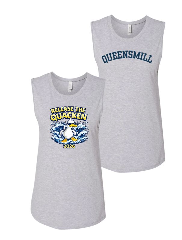 Queensmill Quackers Custom Ladies Muscle Tank Top - Athletic Heather - 2 Design Options - Adult