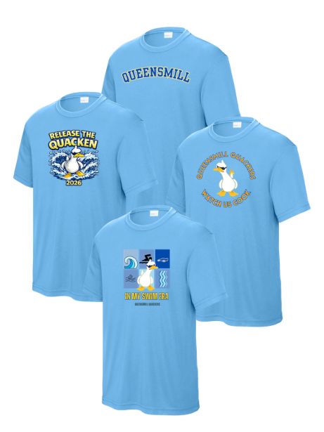 ​Queensmill Quackers Moisture Wick Tee - 3 Colors - 4 Designs - Mens, Ladies & Youth