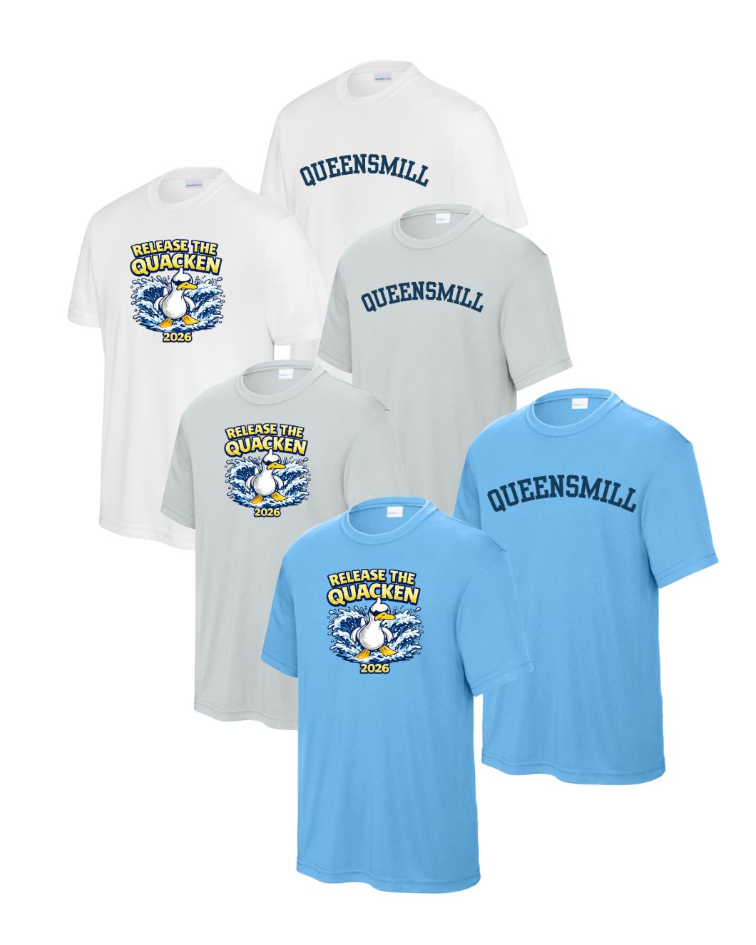 ​Queensmill Quackers Moisture Wick Tee - 3 Colors - 2 Designs - Mens, Ladies & Youth