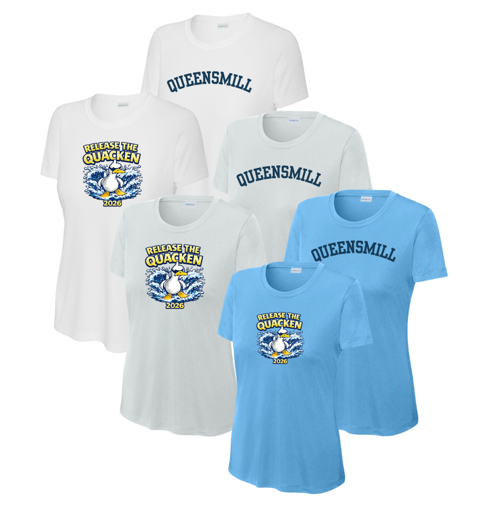 ​Queensmill Quackers Moisture Wick Tee - 3 Colors - 2 Designs - Mens, Ladies & Youth