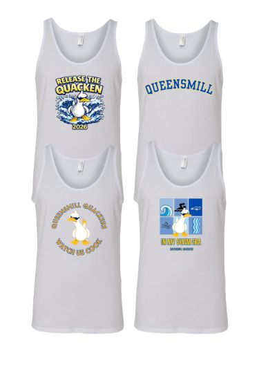Queensmill Quackers Unisex Jersey Tank Top - White - 4 Designs - Youth & Adult
