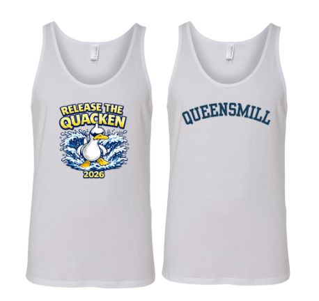 Queensmill Quackers Unisex Jersey Tank Top - White - 2 Designs - Youth & Adult