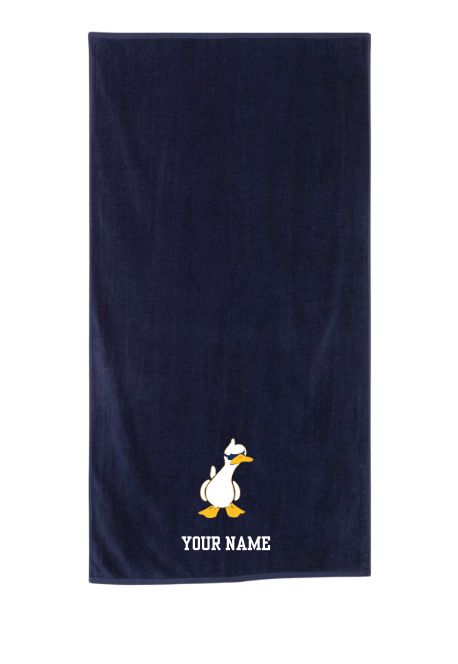 Queensmill Quackers Embroidered Beach Towel- Navy
