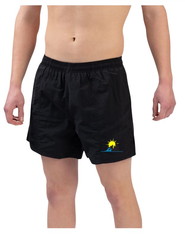 SwimMetro Mens  5" Water Swim Shorts Lifeguard Uniform with Embroidered Logo