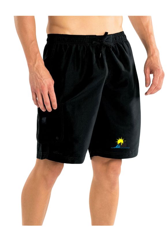 SwimMetro Mens 9" Board Shorts Lifeguard Uniform with Embroidered Logo