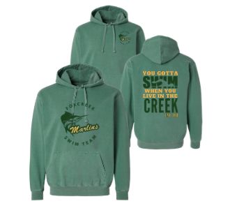 ​Foxcreek Marlins Custom Team Hoodie Sweatshirt - COMFORT COLORS - Light Green - 2 Design Options - Adult
