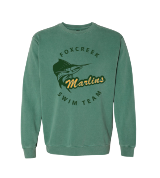 ​Foxcreek Marlins Crew Sweatshirt - COMFORT COLORS - Light Green - 2 Design Options - Adult