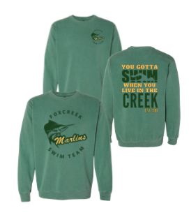 ​Foxcreek Marlins Crew Sweatshirt - COMFORT COLORS - Light Green - 2 Design Options - Adult