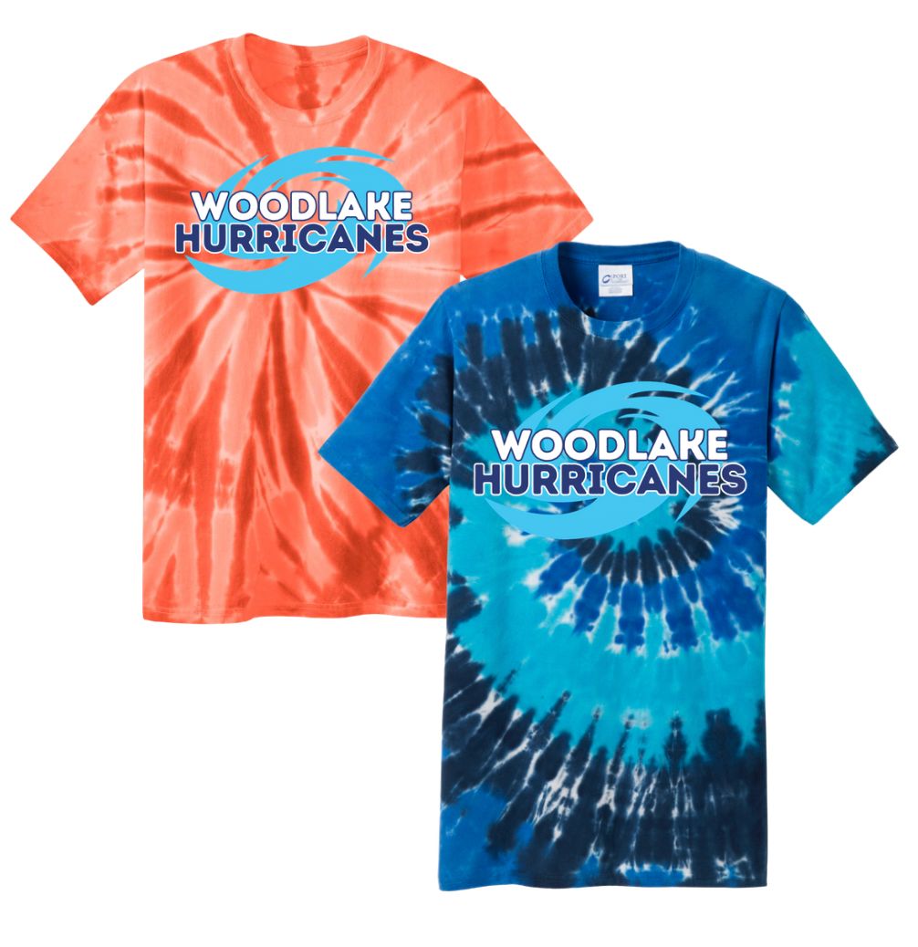 Woodlake Hurricanes Tie Dye Tee T-Shirt - Ocean Rainbow or Orange