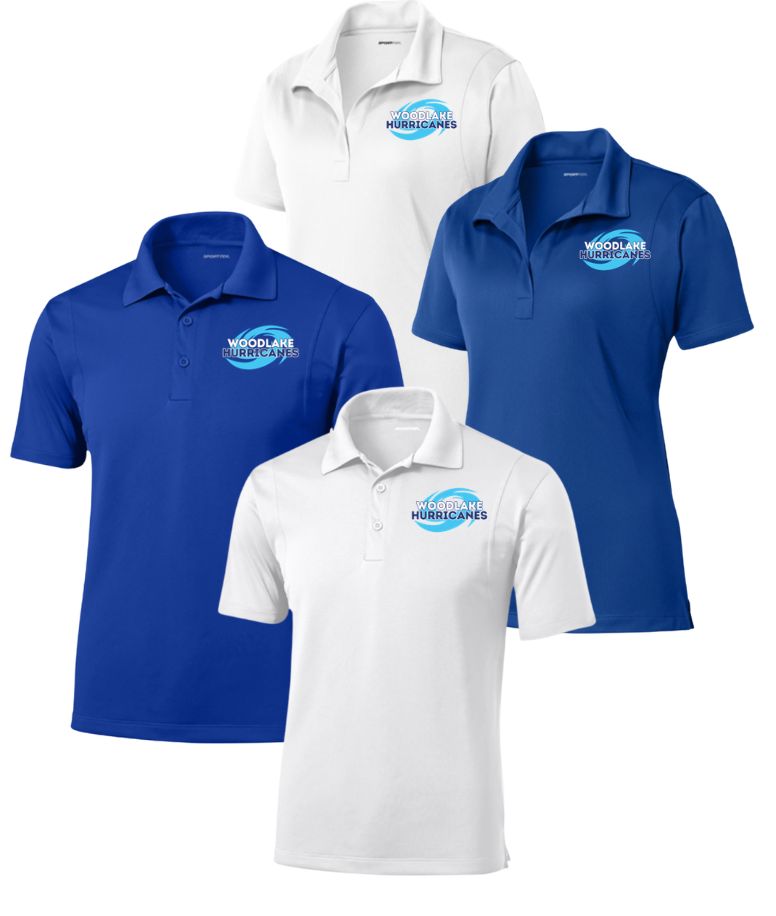 Woodlake Hurricanes Team Embroidered  Moisture Wick Polo - Mens & Ladies - White or Royal