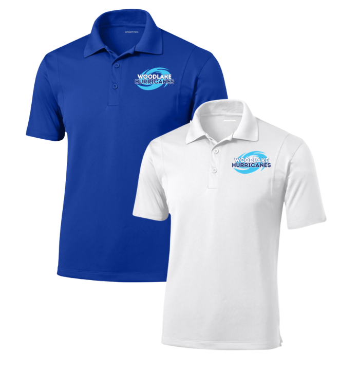 Woodlake Hurricanes Team Embroidered  Moisture Wick Polo - Mens & Ladies - White or Royal
