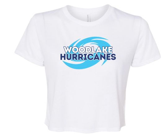 Woodlake Hurricanes  Ladies Flowy Crop Tee - White or Athletic Heather