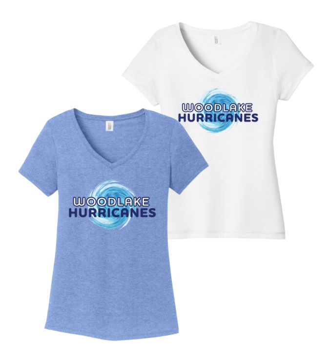 Woodlake Hurricanes Ladies V-Neck Tee - Maritime Frost or White