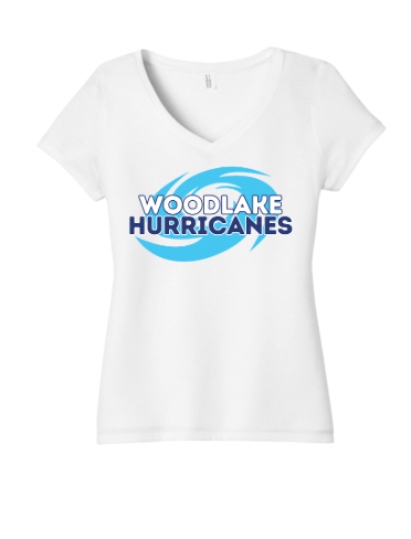 Woodlake Hurricanes Ladies V-Neck Tee - Maritime Frost or White