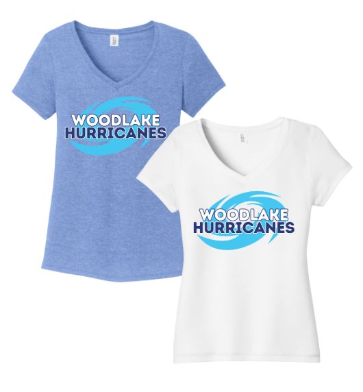Woodlake Hurricanes Ladies V-Neck Tee - Maritime Frost or White