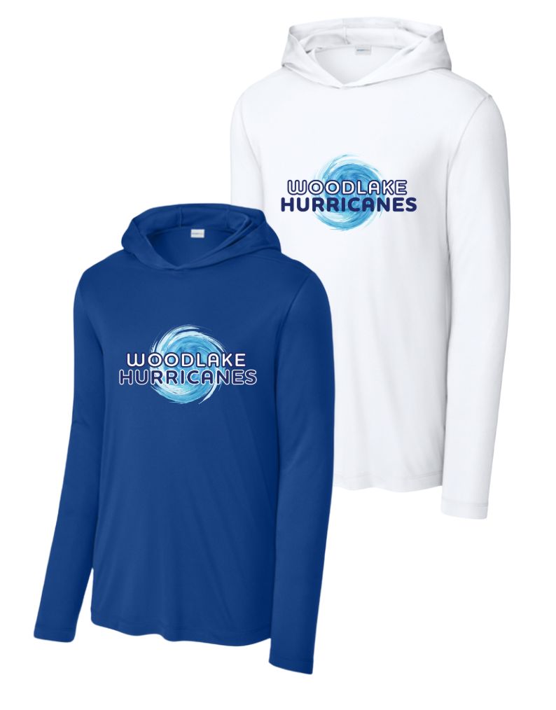 Woodlake Hurricanes UV Pro Long Sleeve Hoodie Tee - Royal or White -  Adult