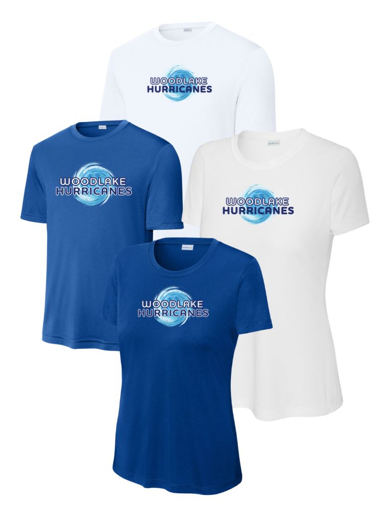 Woodlake Hurricanes Moisture Wick Tee - White or Royal - Mens, Ladies & Youth