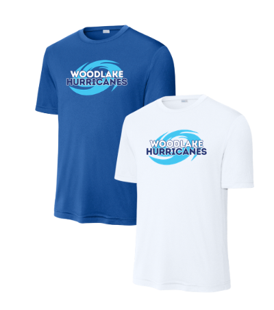 Woodlake Hurricanes Moisture Wick Tee - White or Royal - Mens, Ladies & Youth