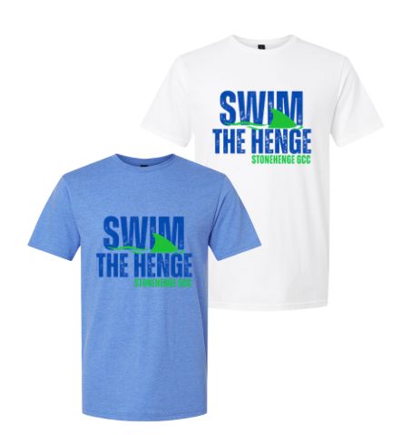 Stonehenge Sharks SWIM THE HENGE T-Shirt - White or Heather Royal Stonehenge Sharks SWIM THE HENGE T-Shirt - White or Heather Royal