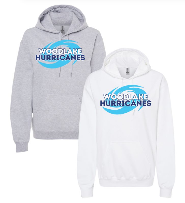 Woodlake Hurricanes Hoodie Sweatshirt - White or Sport Grey - Adult & Youth Woodlake Hurricanes Hoodie Sweatshirt - White or Sport Grey - Adult & Youth