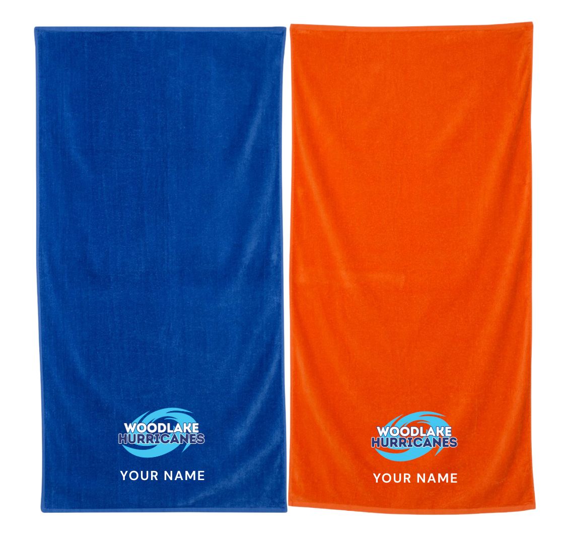 Woodlake Hurricanes Embroidered Beach Towel- Royal or Orange