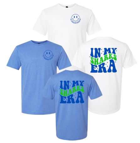​Stonehenge Sharks "IN MY SHARKS ERA"  T-Shirt - White or Heather Royal