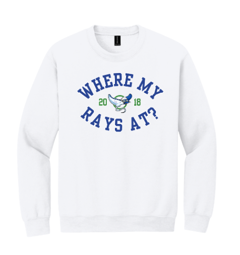 Harpers Mill Manta Rays Crew Sweatshirt - 5 Design Options - White  - With Optional Personalization - Youth & Adult Sizes