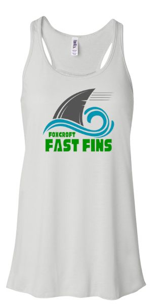 ​Foxcroft FAST Fins Team GIRLS Flowy Racerback Tank - White - YOUTH Sizing