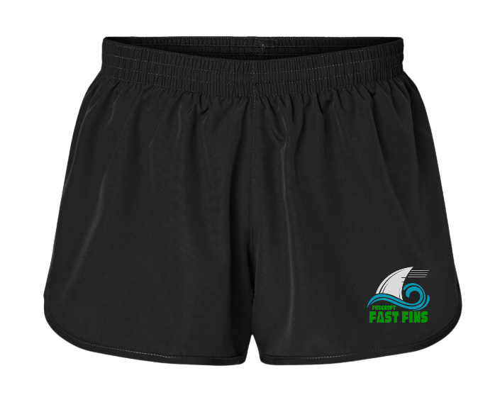 Foxcroft FAST Fins Custom Team Girls & Ladies Shorts with Embroidered Logo - Black - YOUTH & ADULT Sizing