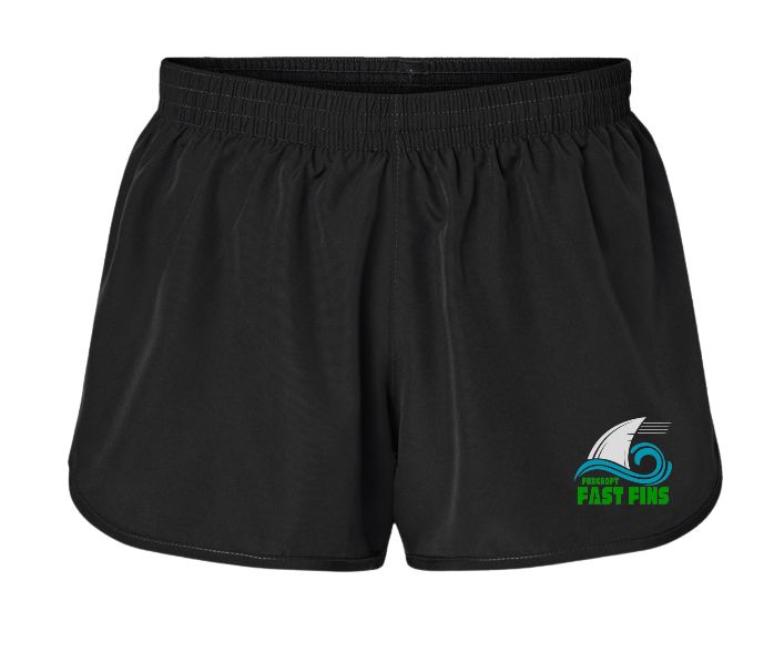 Foxcroft FAST Fins Custom Team Girls & Ladies Shorts with Embroidered Logo - Black - YOUTH & ADULT Sizing