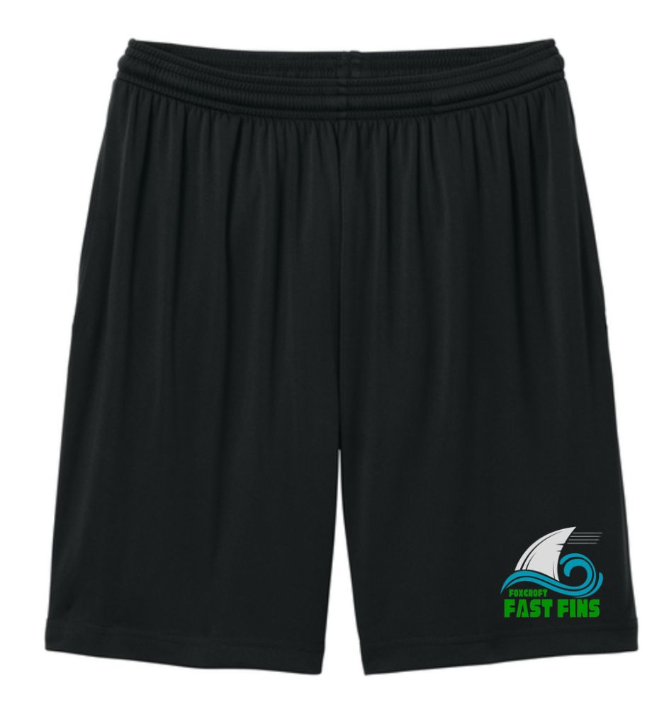 Foxcroft FAST Fins Custom Team Boys & Mens Shorts with Embroidered Logo - Black - YOUTH & ADULT Sizing