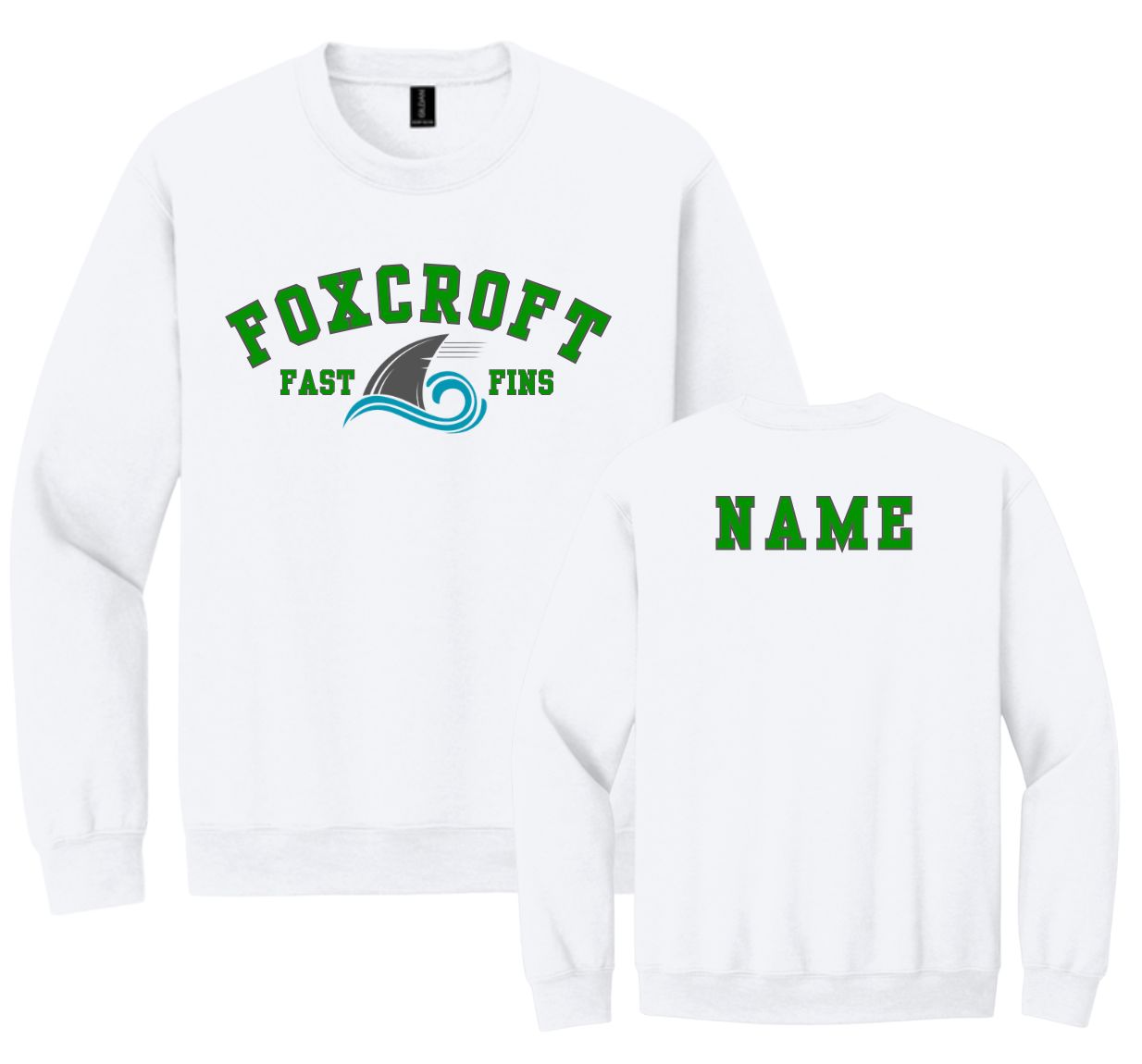 Foxcroft FAST Fins Crew Sweatshirt - Collegiate - White  - Optional Personalization