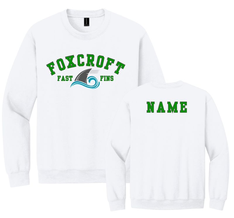 Foxcroft FAST Fins Crew Sweatshirt - Collegiate - White  - Optional Personalization