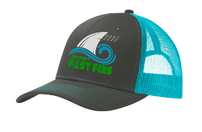 Foxcroft FAST Fins Custom Embroidered Snapback Trucker Cap Hat- White/Black/Grey or Grey Steel/Neon Blue