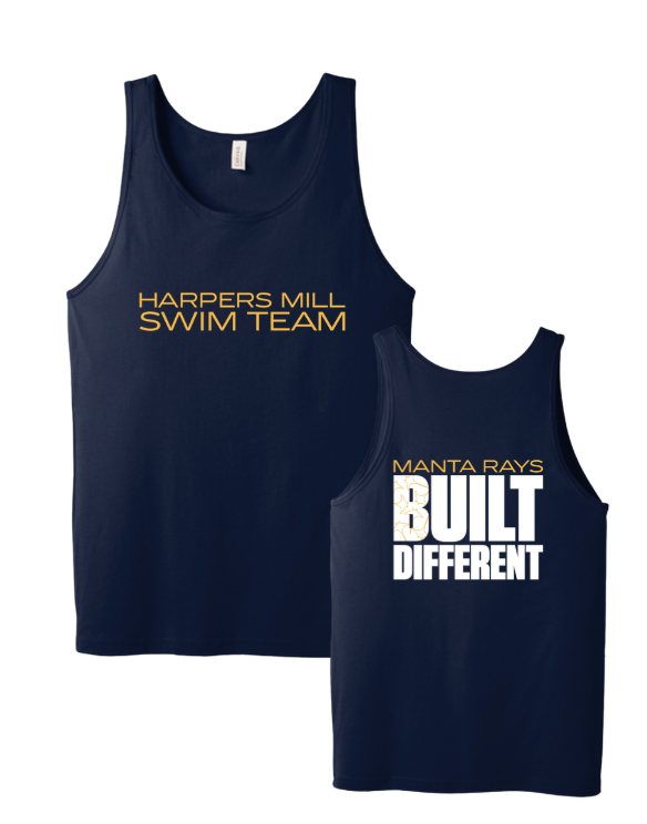 Harpers Mill Manta Rays Team Unisex Jersey Tank Top - Navy - 5 Design Options - Youth & Adult Sizes