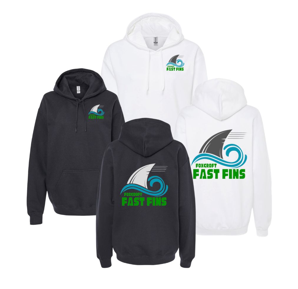 Foxcroft FAST Fins Team Hoodie Sweatshirt - White or Black