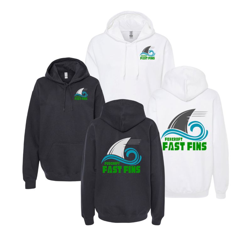 Foxcroft FAST Fins Team Hoodie Sweatshirt - White or Black