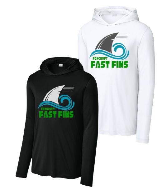 Foxcroft FAST Fins Custom UV Pro Long Sleeve Hoodie Tee - White or Black - ADULT