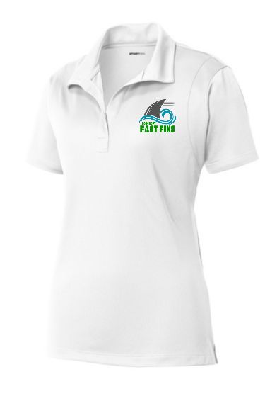 Foxcroft FAST Fins Embroidered Ladies Moisture Wick Polo - White