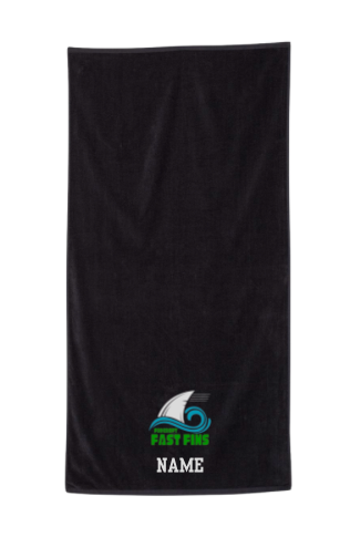 Foxcroft FAST Fins Custom Embroidered Beach Towel - Black