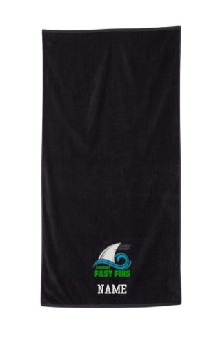 Foxcroft FAST Fins Custom Embroidered Beach Towel - Black
