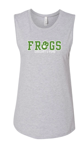 Gregorys Pond Ladies Muscle Tank Top - Dark Grey Heather, White or Athletic Grey - FROGS - Adult