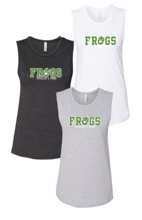 Gregorys Pond Ladies Muscle Tank Top - Dark Grey Heather, White or Athletic Grey - FROGS - Adult