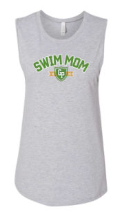 Gregorys Pond Ladies Muscle Tank Top - Dark Grey Heather, White or Athletic Grey - SWIM MOM- Adult