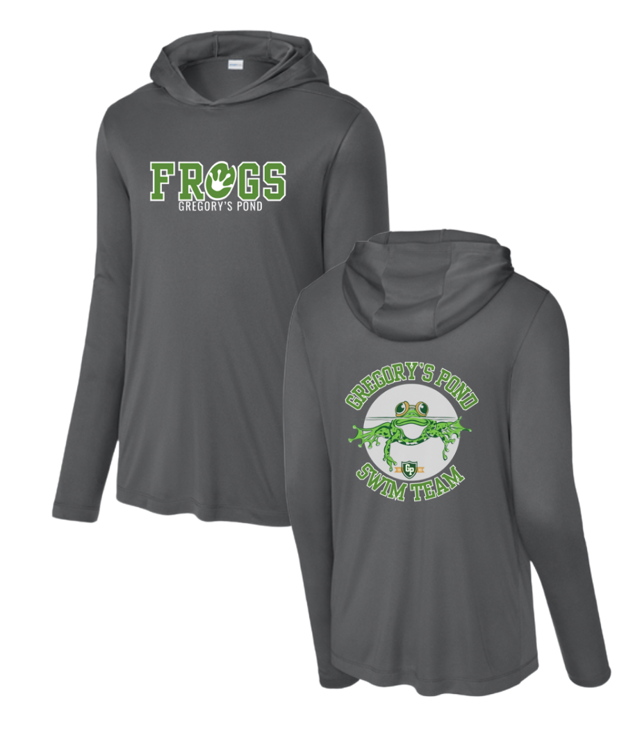 Gregory's Pond  Custom Team UV Pro Long Sleeve Hoodie Tee - White or Dark Smoke Grey  - Adult