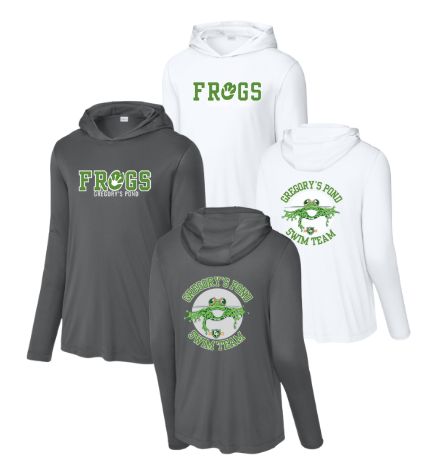 Gregory's Pond  Custom Team UV Pro Long Sleeve Hoodie Tee - White or Dark Smoke Grey  - Adult